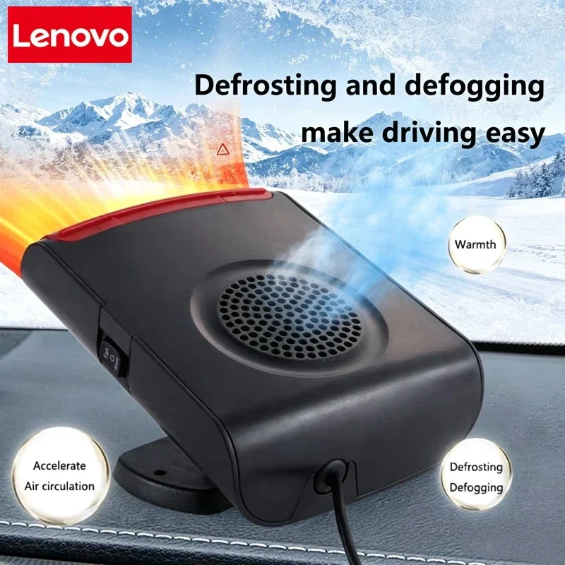 Lenovo Car Heater 12V/24V Portable Car Heater Fan 2 IN 1 Car Anti-Fog Defroster Auto Windshield Electr Heating Heater
