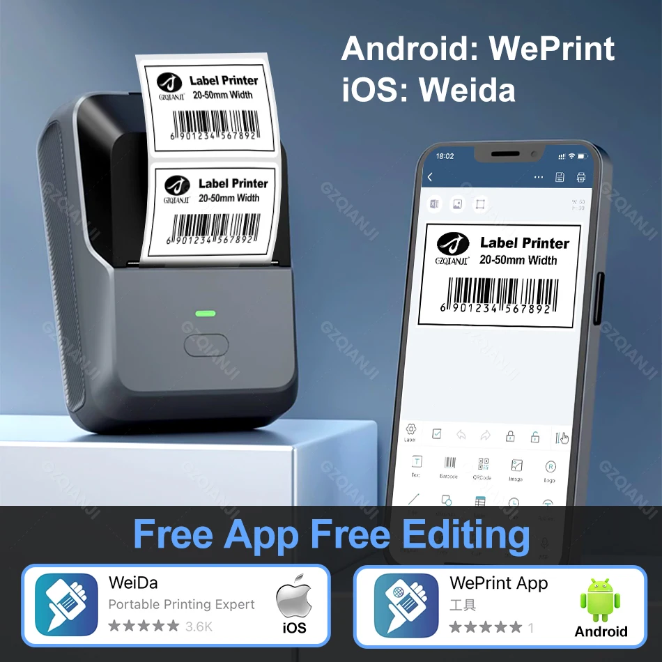 P2 etiket makinesi taşınabilir cep termal yazıcı Bluetooth 15-55mm kağıt rulolar kendinden yapışkanlı yapışkanlı etiketleme makinesi ev kullanımı