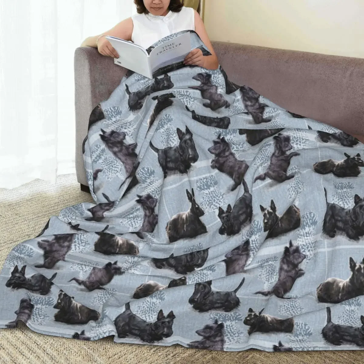 The Scottish Terrier Flannel Blankets Scottie Dog Tartan Skye Fashion Throw Blankets for Home Plush Thin Quilt