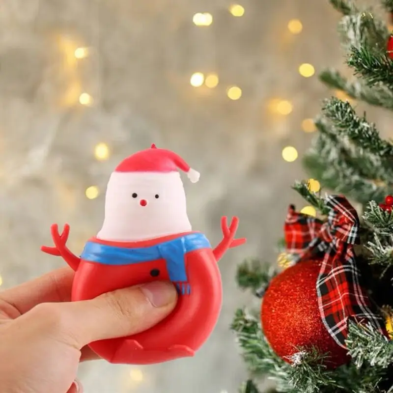 1/2pcs Cute Cartoon Santa Soft Glue Squeeze Toys for Kids Sensory Decompression Venting Prank Toys Christmas Decoration Gifts