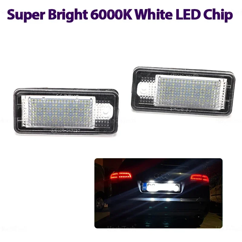 For Audi A3 A4 S4 RS4 B6 B7 A6 RS6 S6 C6 S5 Q7 A8 S8 Avant 2x Car Rear LED SMD License Number Plate Light Lamp 6000K