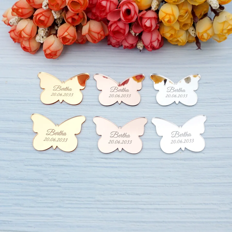 Custom Butterfly Tags Acrylic Engraving Name Cards Personalized Wedding Invitation Card Party Guest Gift Table Decor