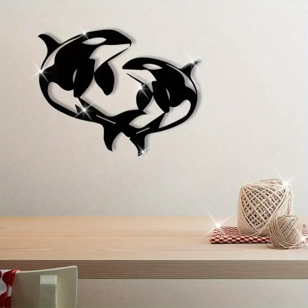 CIFBUY Metal Wall Art Killer Whale Iron Sculpture Powder Coated Living Room Decor Christmas Gift