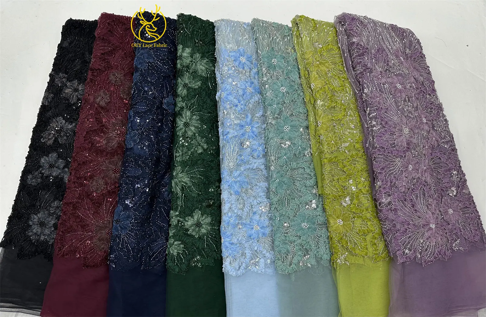 Neuester nigerianischer Perlen-3D-Spitzenstoff, 2026 hochwertiger afrikanischer Pailletten-Spitzenstoff, geeignet für Hochzeitskleid-Nähmaterial