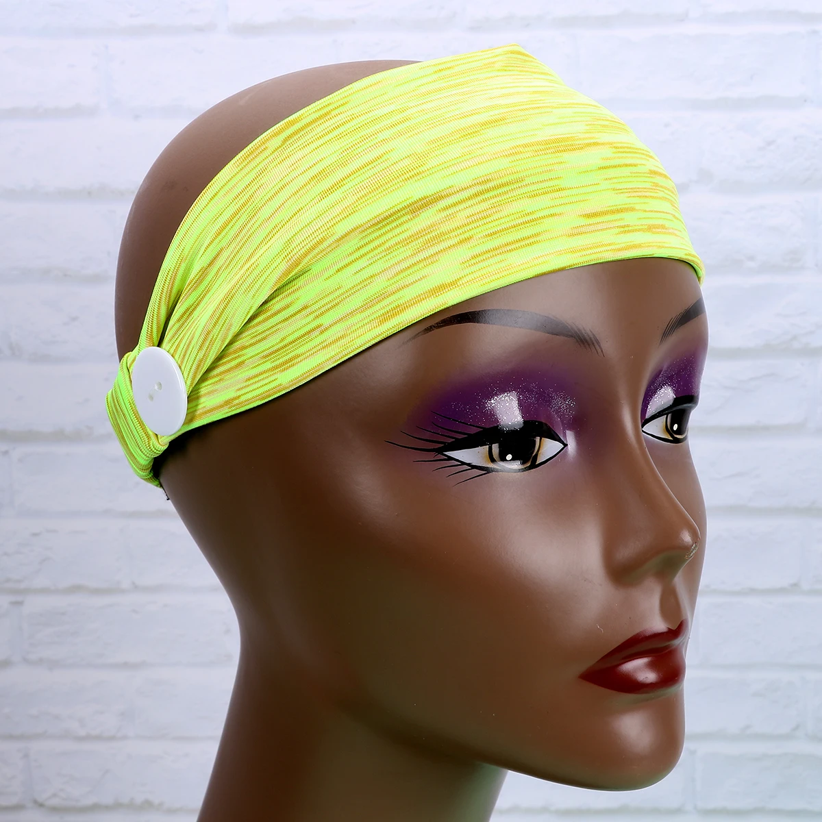 

2pcs Breathable Elastic Headbands With Buttons Hair Band For Fitness Yogafluorescent Green Soft Durable Functional Hair