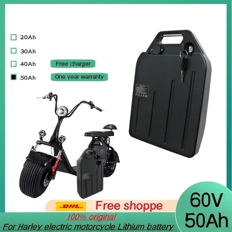 

Harley Electric Car Lithium Battery Waterproof 18650 Battery 60V 50ah for Two Wheel Foldable Citycoco Electric Scooter Bicycle