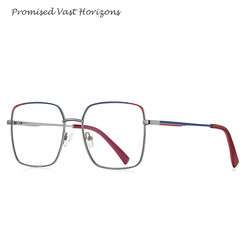 Blocage coloré en métal euraméricain Ins carré grand lentille avant à la mode couleur bleu lumière bloquant les lunettes montures optiques