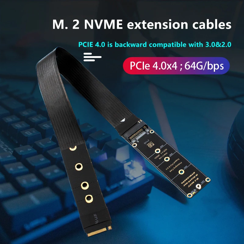 Dual Protocol PCIE 4.0 M.2 M Key NVME Extension Cable Riser Card SSD Adapter For 2230 2242 2260 2280 M.2 PCIE / M2 NGFF SATA SSD
