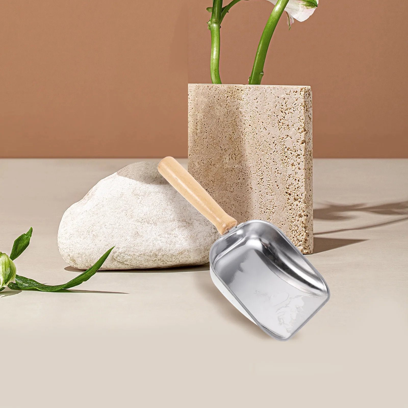 

Stainless Steel Pet Food Scoop Large Capacity Ergonomic Handle Feeding Scoop for Dog Cat Bird Rabbit Food Portion Measuring