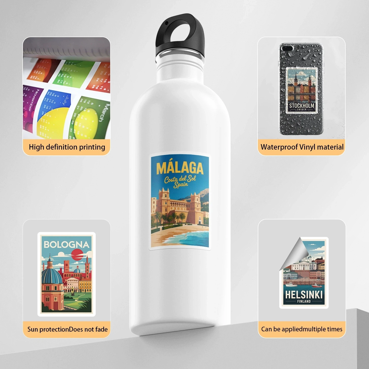 50-100PCS Europe Travel Graffiti Stickers Waterproof Decals for Water Bottle Phone Luggage Scrapbook Traveler Gift Souvenir view 4