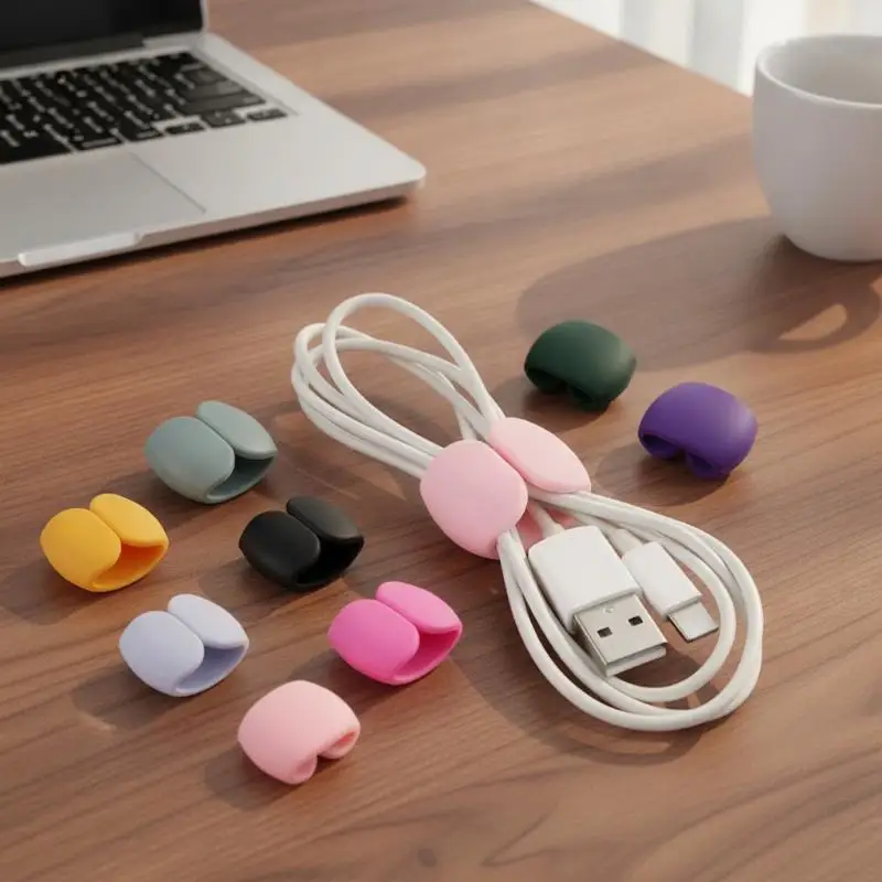 10Pcs Multifunctional Cable Keeper Clips Non-Slip Cord Management Organizers for Data Cords Car Office Desktop Use