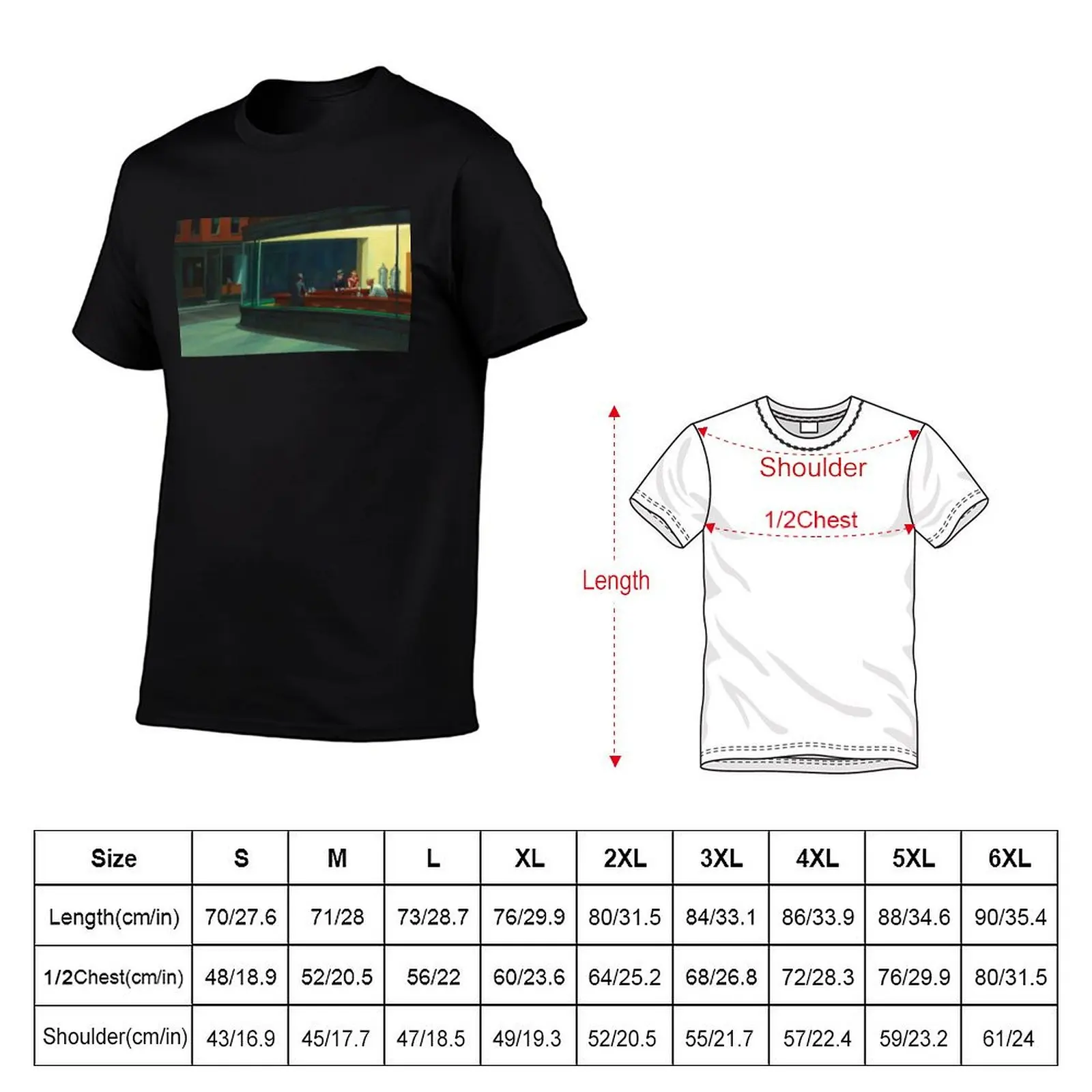 Edward Hopper - Nighthawks T-Shirt Fashion Letter Print T-Shirt