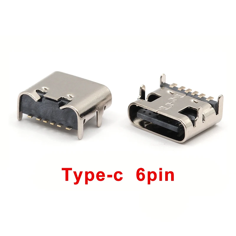 20pcs 6 Pin SMT Socket Connector Micro USB Type C 3.1 Female Placement SMD DIP For PCB design DIY high current charging