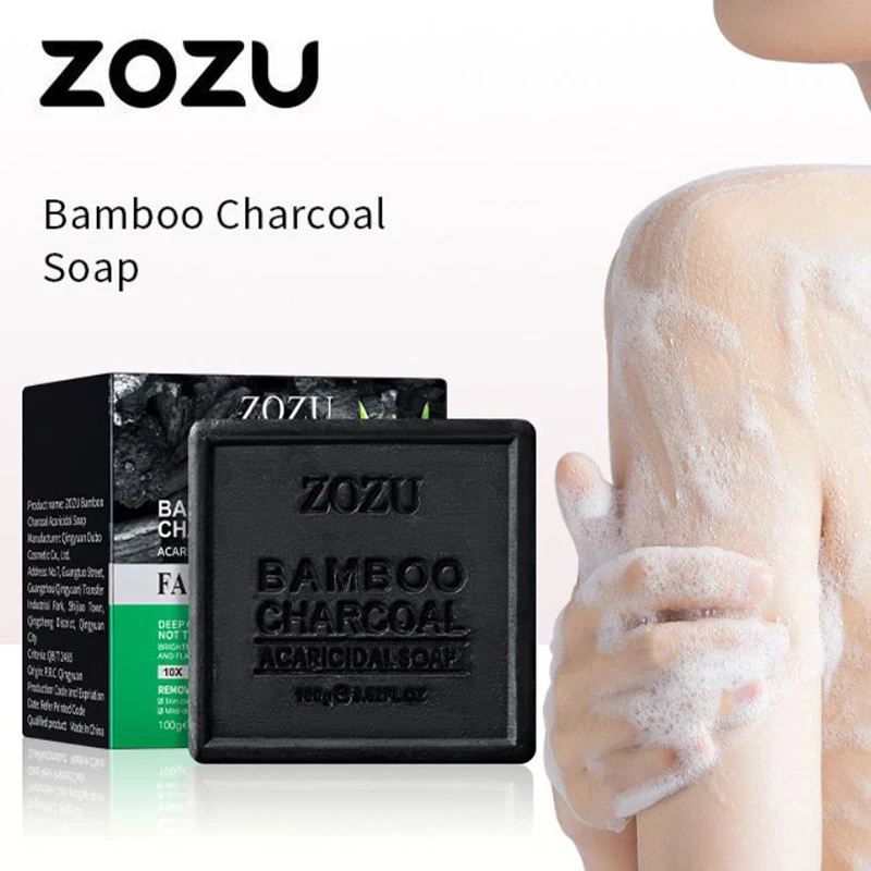 

Керамическое мыло с углем 100г ZOZU для очищения лица и тела, увлажняющее, с эфирными маслами