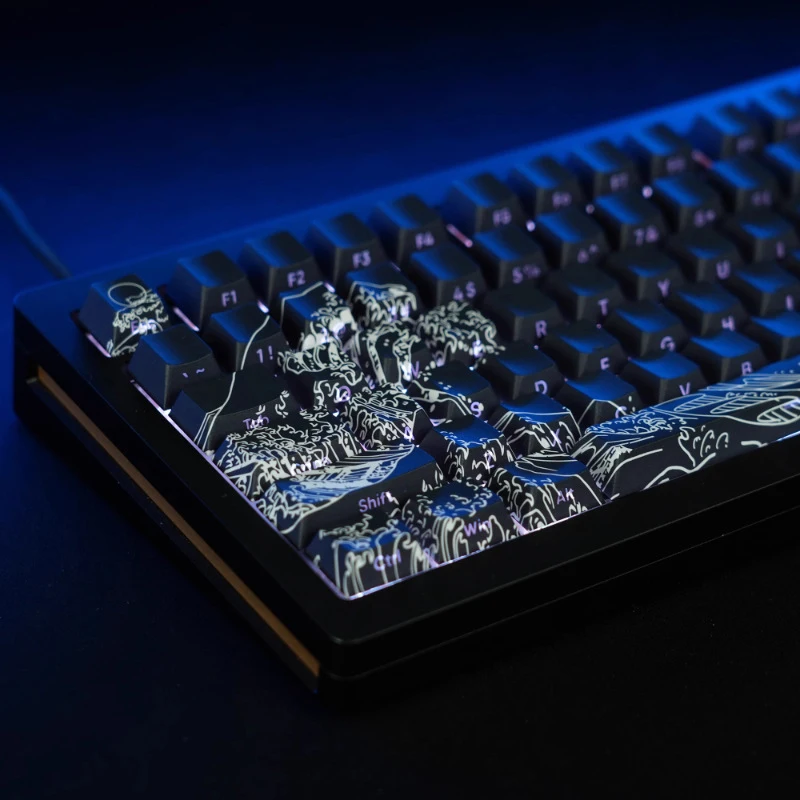 131 Keys Black Coral Sea Side Printed PBT Keycaps Backlit Dye-Sub Cherry Profile For Cherry MX Gamer Mechanical Keyboard