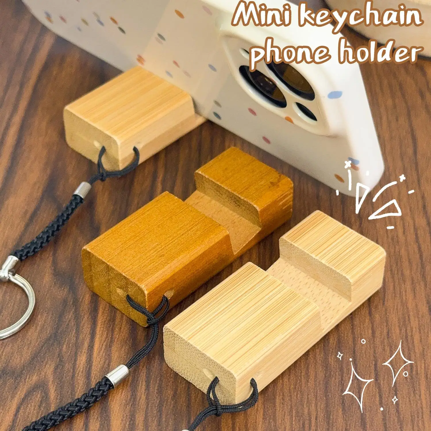 Tragbare Mini Holz Schlüsselbund Halter Universal Multifunktions Handy Halterung Schreibtisch Faul Ständer Halterung Für Home Office