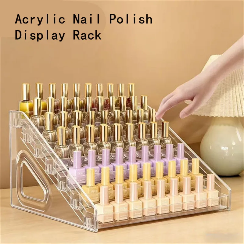 

1PC Acrylic Nail Polish Display Rack Transparent Cosmetic Organizer 3/4/5/6 Layers Multi-layer Simple Mounting Stand Holder
