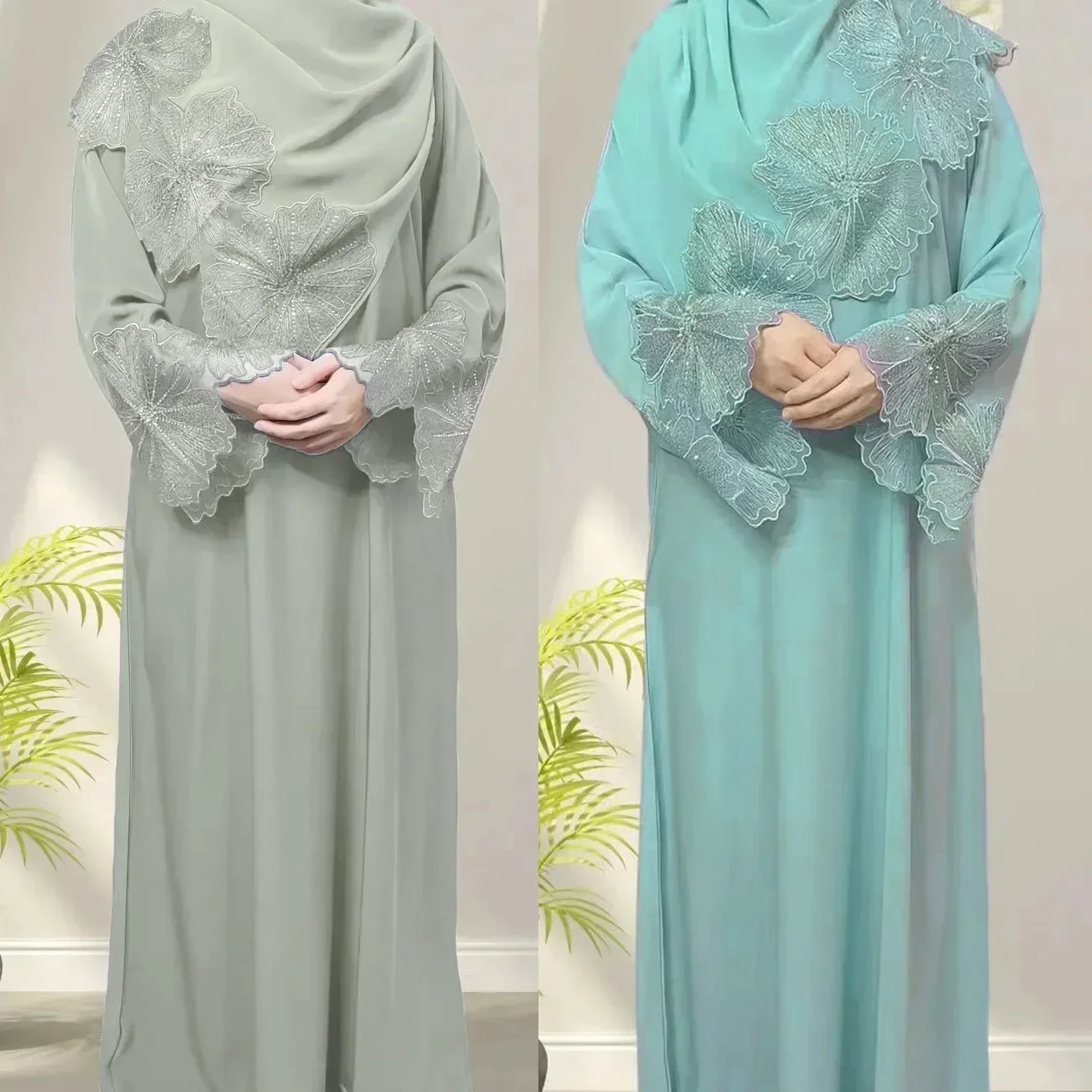 

Eid Muslim Abaya Malay Indonesian Dress Women Hijab Dress Prayer Garment Jilbab Abaya Long Khimar Full Cover Ramadan Gown Abayas