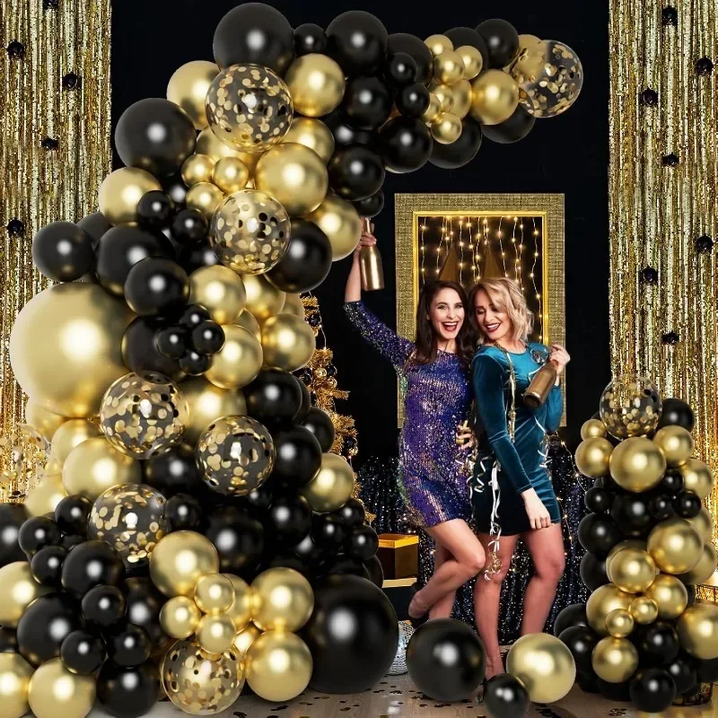 Sequin Confetti Latex Balloons Black Gold Inflatable Balloon for Wedding Birthday Baby Shower Decoration Balloon Kids Toys Gift