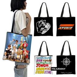 Korean Kpop ATEEZ Printing Shopping Bag Fellowship Break The Wall Women Totes Bags Harajuku Reusable Casual Shoulder Bag Gift