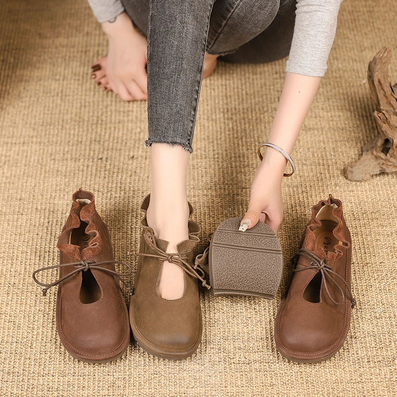 Women Fashion Flats Loafers Shoes Bow Designer Shallow Shoes Soft Sole New Lace Up Casual Comfort zapatos mujer 2024 tendencia