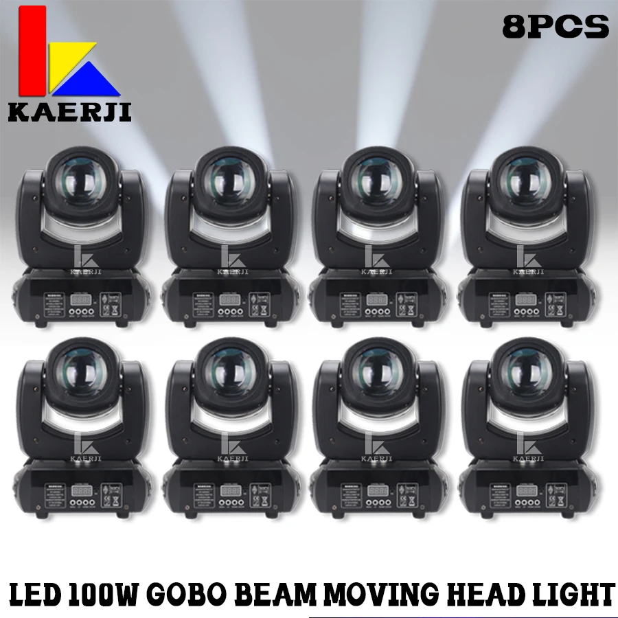 

8Pcs DJ Party Lighting 100W LED Moving Head High Bright Mobile Heads Beam Effect For Home Disco Bar Stage Wedding Show 18 prisms