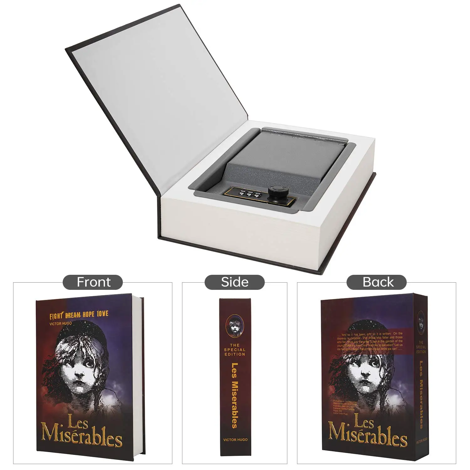 Genuine Paper Transfer Book Safe Box Secret Hidden Safe Combination Lock Included Metal Safe Box and Protect Your Valuables