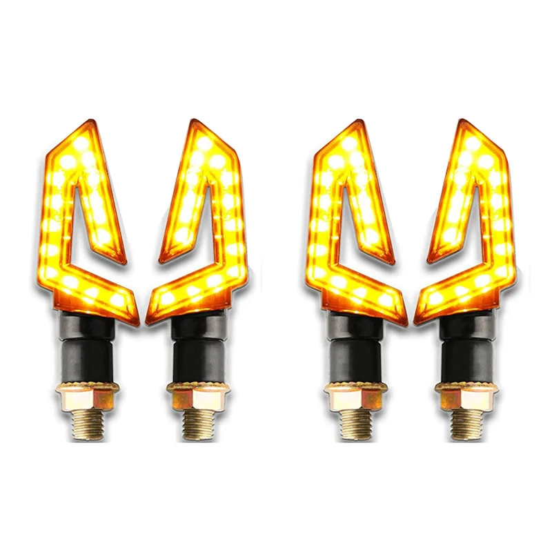 4PCS Arrow Motorcycle Turn Signals 15LED Motorcycle Blinkers Indicators Amber Lamp for Motorbike Scooter Quad Cruiser