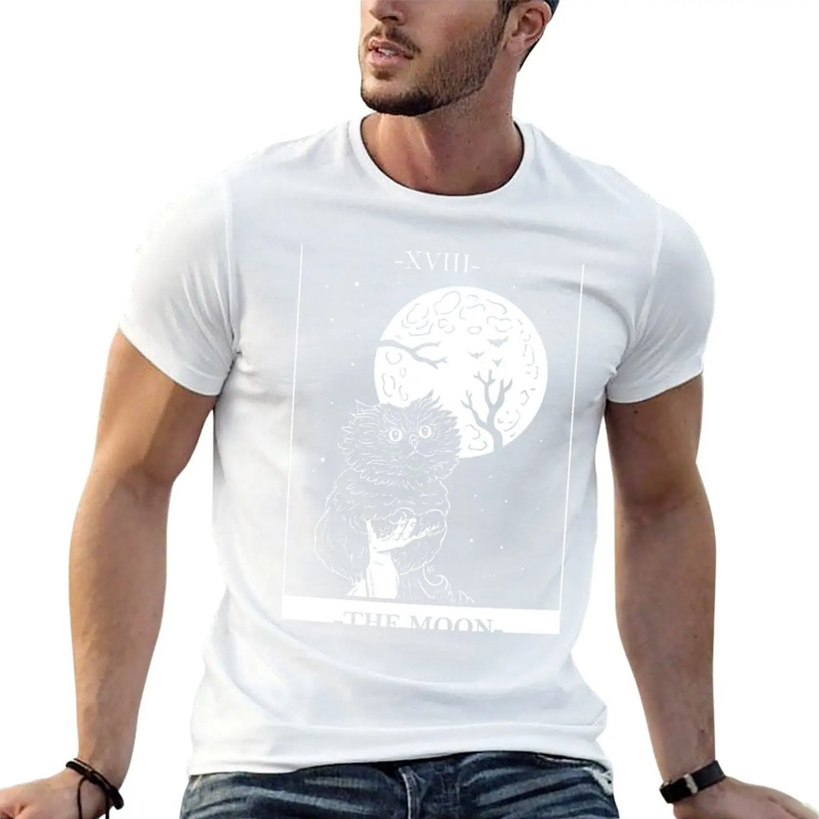 

Black Cat Tarot - XVIII The Moon T-Shirt t shirt men 100% cotton luxury brand graphic t shirts for man T-Shirt