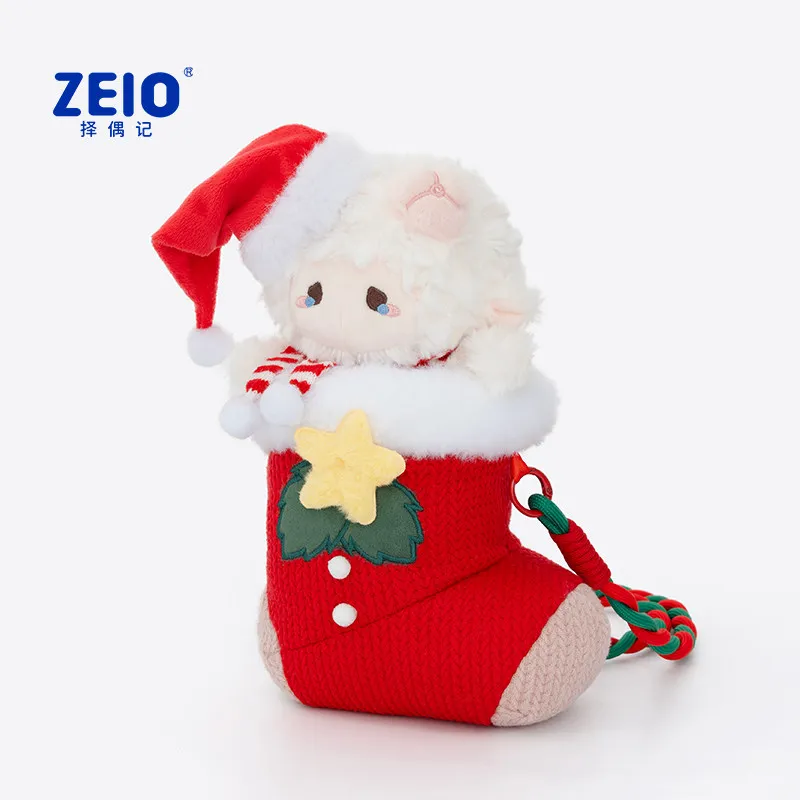 ZEIO 플러시 양 인형 크리스마스 양말 크로스바디 백 부드럽고 푹신한 축제용 숄더백 여자친구를 위한 크리스마스 선물