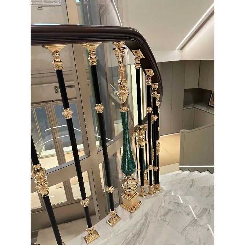 حجم التخصيص الحديثة النمط الفرنسي النحاس الألومنيوم درابزين الدرج درابزين معدني الدرابزين درابزين عالية للسلالم #3