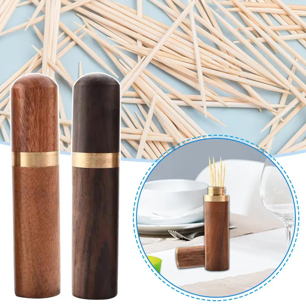 Toothpick Holder Wooden Box Hiking Travel Portable Toothpick Handmade Holder Storage Box Table Ebony Accessories Kitchen Ne Q8w5