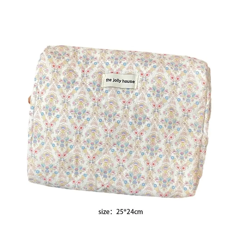 Storage Organizer Floral Puffy Quilted Makeup Bag Cosmetic Pouch Large Capacity Large Travel Cosmetic Bag Flower Printed