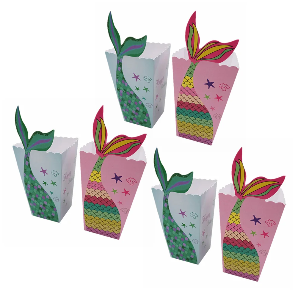 

Popcorn Boxes Party Snack Mermaid Paper Movie Circus Theme Decorations Little Box Favor Holder Cups Holders Containers Container