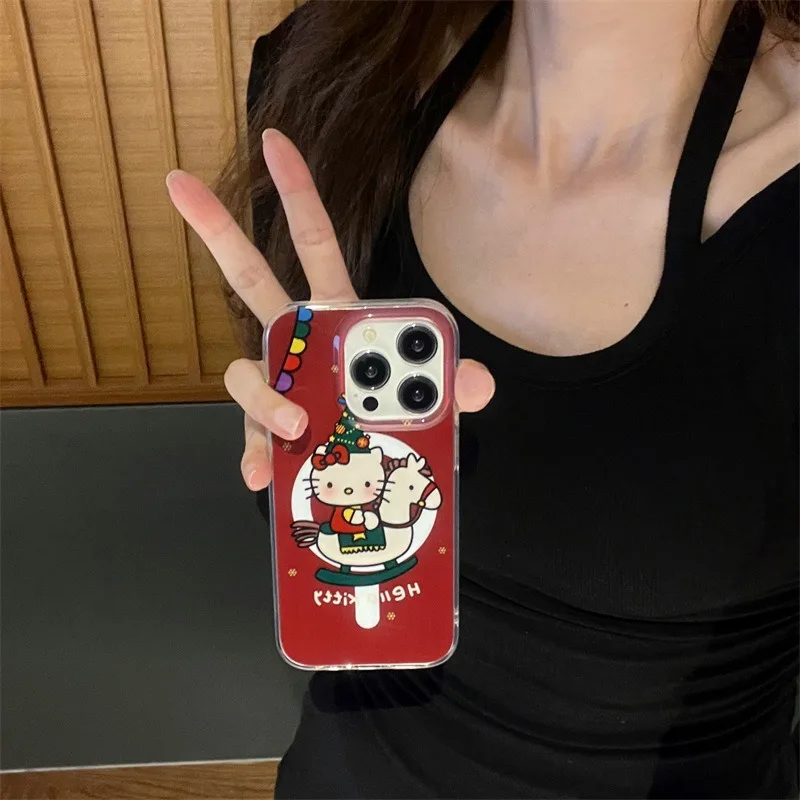 

Sanrio Kawaii HelloKitty Anime Cartoon Christmas Stand Phone Case Anti Collision Accessorie Girl Birthday Festival Giftkawaii na
