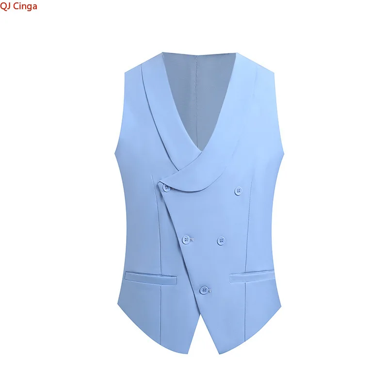2026 New Double-breasted Men's Green Sleeveless Vest Jacket, Suitable for Weddings, Parties, and Office Wear. Asian Sizes M-6XL.