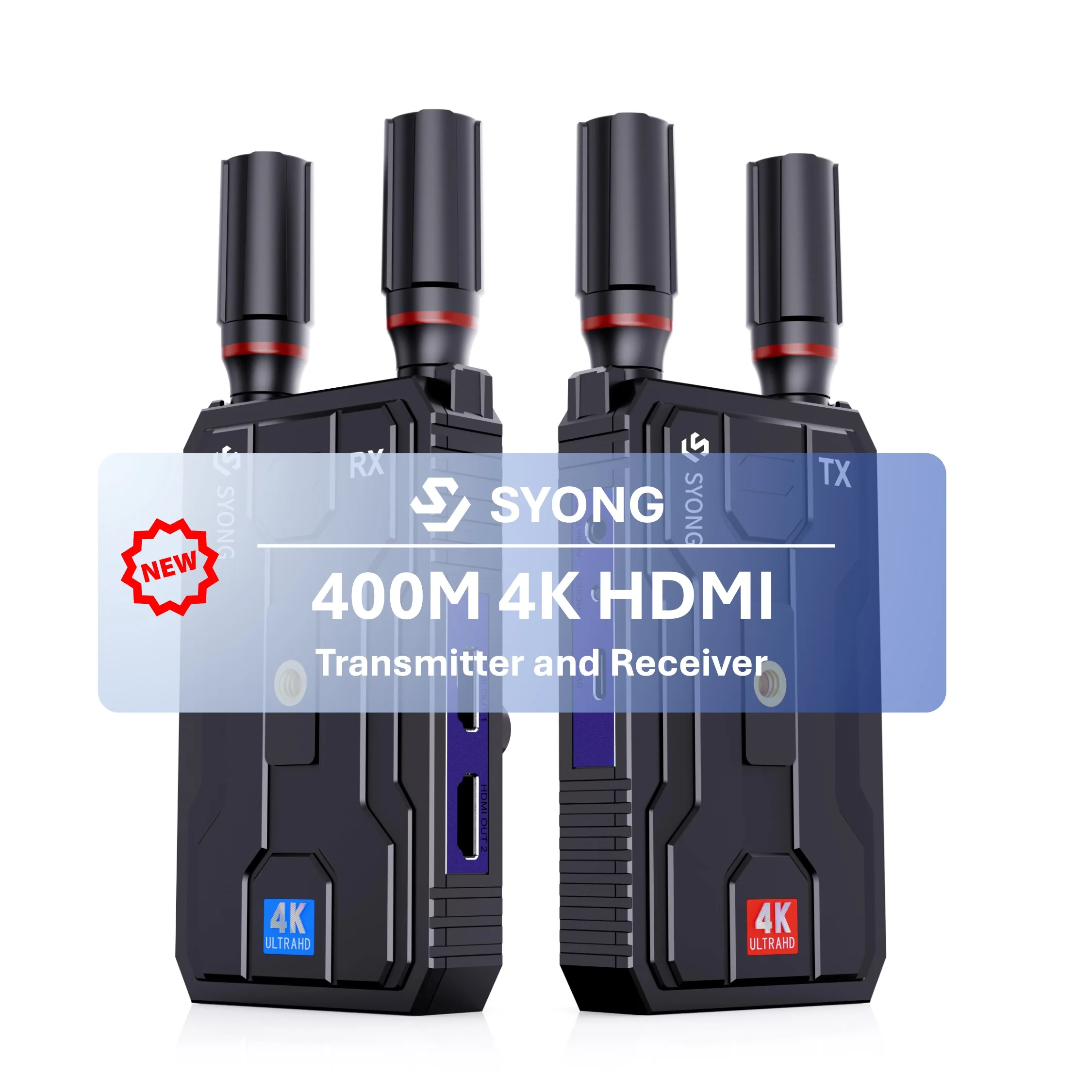 SYONG 4K HDMI Wireless Transmitter and Receiver 400m Extender 1312FT 2.4G/5G for Streaming Video Audio Camera/Monitor/Projector