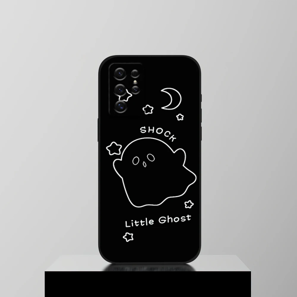 

Shock Little Ghost Phone Case For Samsung S22 S23 A73 A72 A71 A54 A53 E ULTRA Black Soft Shell