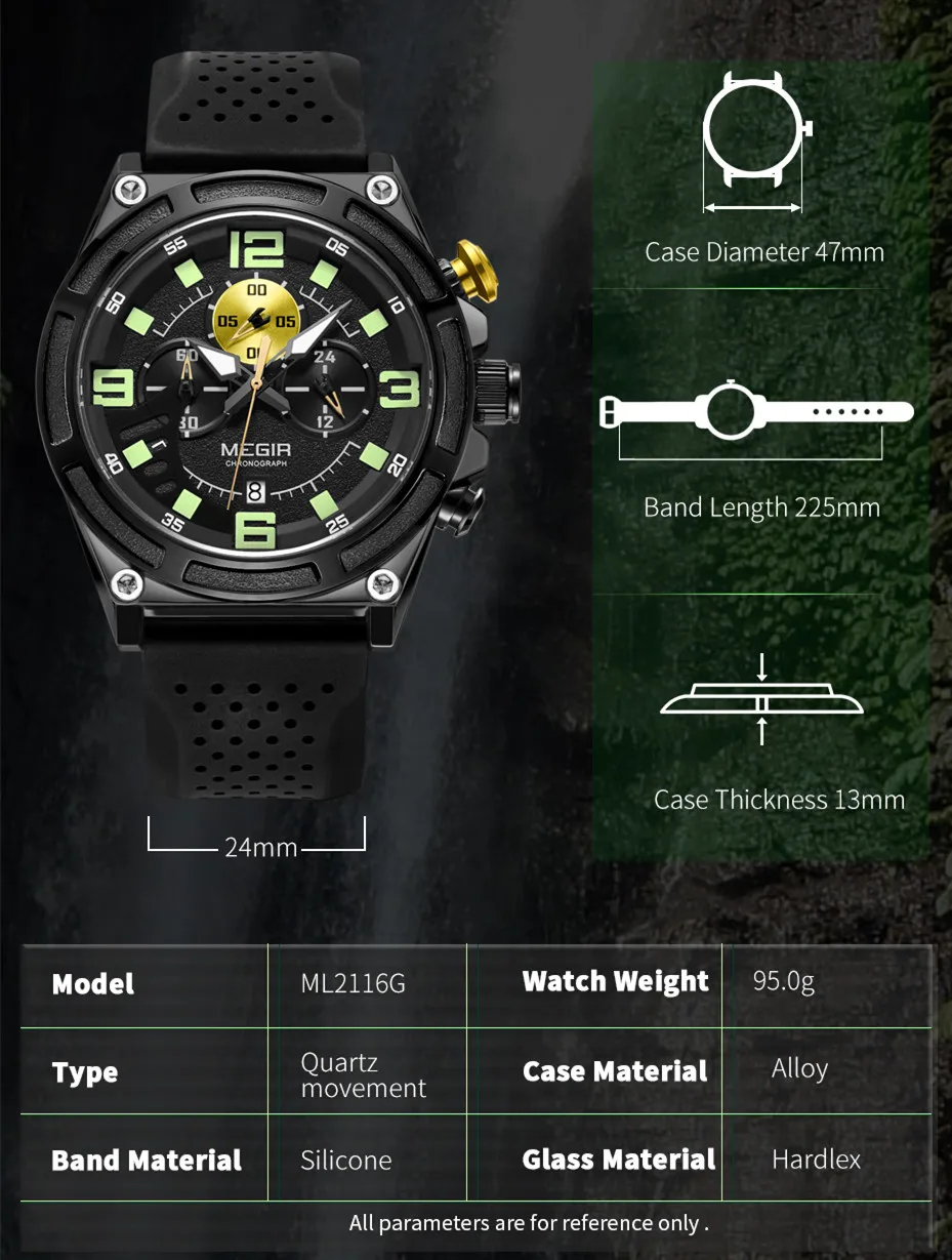 MEGIR Man Chronograph Top Brand Luxury Military Sports Watches for Men Waterproof Date Silicone Wristwatch Clock Reloj Hombre