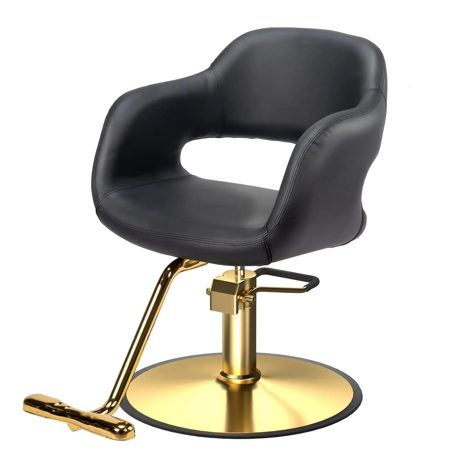 Black Gold Salon Chair with Hydraulic Pump & Footrest for Hair Styling Braiding Beauty Spa, Customized