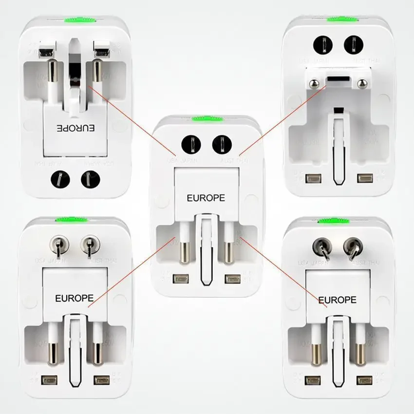 50pcs Universal Power Plug Adapter All in One EU AU US UK International World Travel AC Charger Converter Socket Outlet