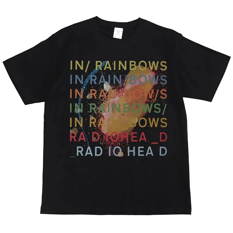 Radiohead Rock Band Print American Street Hip Hop Vintage Black Short Sleeve T-Shirt Unisex