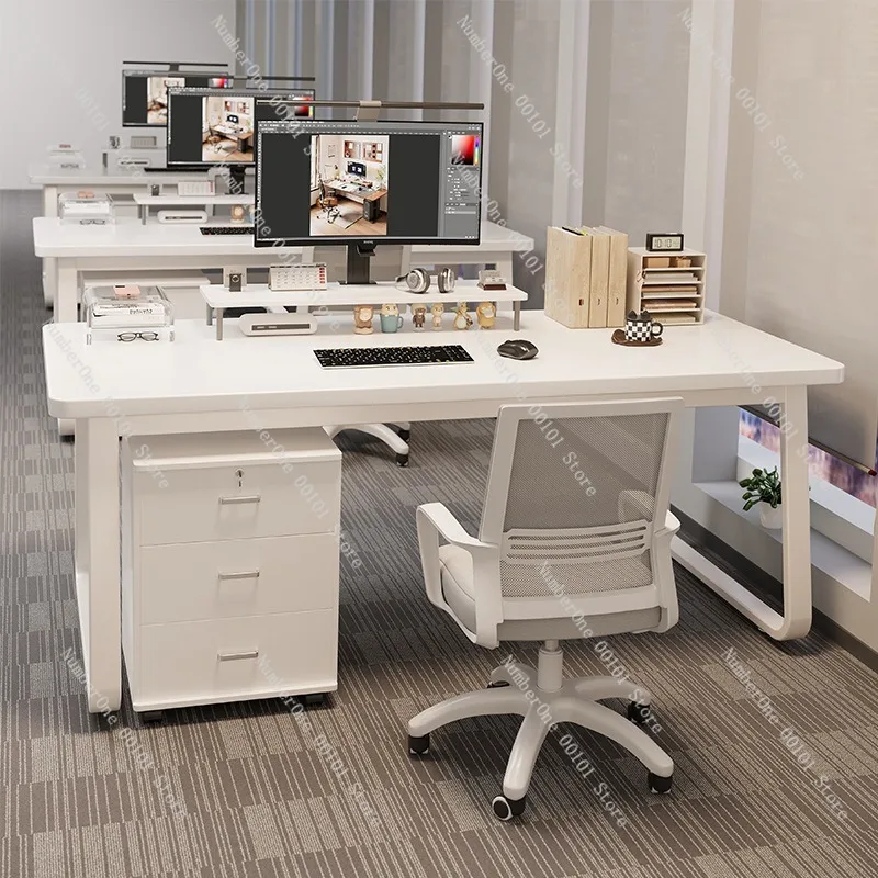 Modern Office Desk and Chair Set Simple Employee Workstation Home Study Writing Computer Table Minimalist Staff Desk Furniture