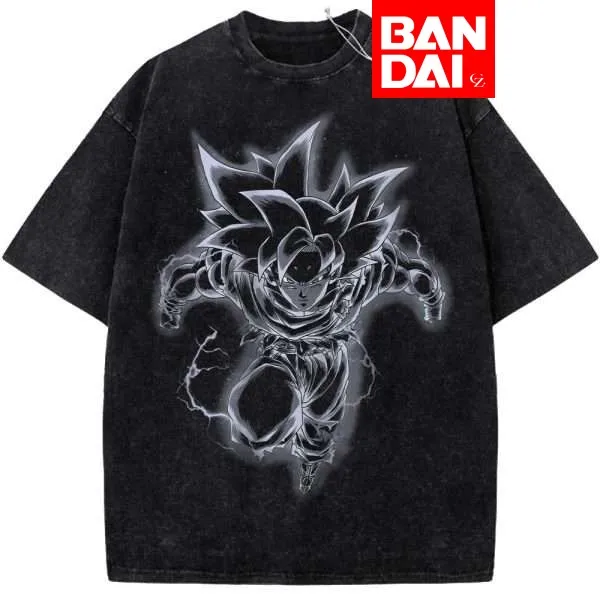 

Футболка оверсайз Dragon Ball Super Goku Ultra Instinct с эффектом кислотной стирки, черная, летняя, 2026, аниме, стритвир, с графическим принтом