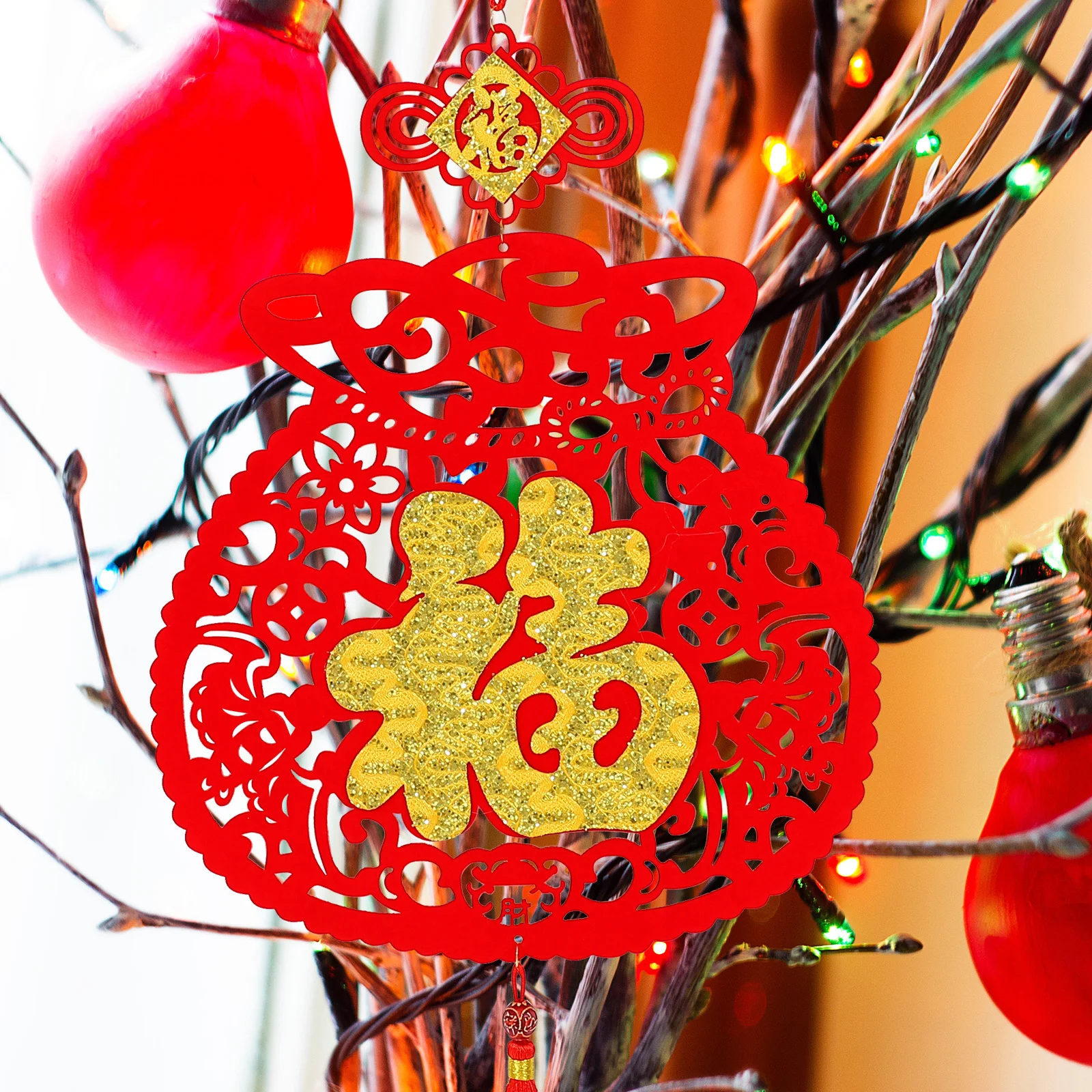 

1Pcs Fu Character Chinese Style Pendant Felt Material Spring Festival Hanging Decor Home Party Ornament New Year