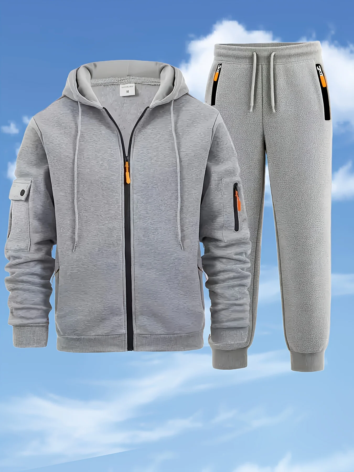 Men's Casual Hooded Sweatshirt Set Streetwear Fitness Autumn Winter Sports Outdoor Trendy Combo with Pants Sporty Street Style