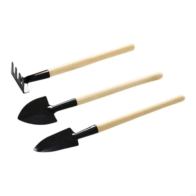 3 Piece Miniature Garden Tool Set Metal Construction For Small Spaces