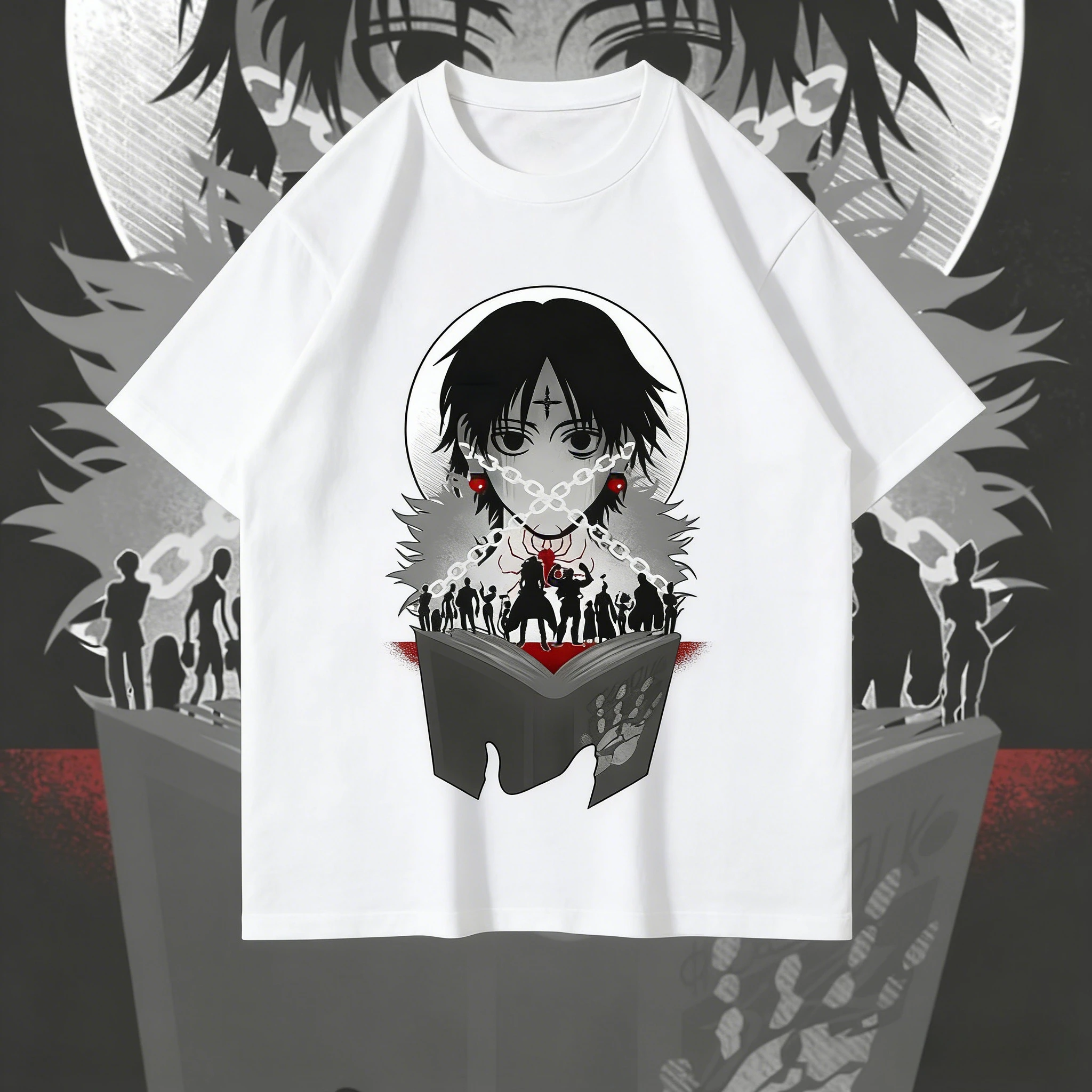 Koszulka Killua - Unisex Premium z nadrukiem postaci i typografii, oversize, casualowa, modna koszulka z krótkim rękawem, koszulka w stylu gotyckim