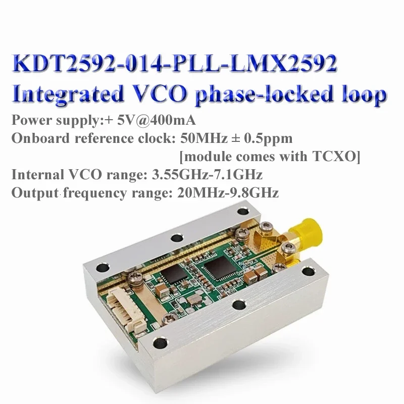 LMX2592 Module PLL Phase-locked Loop 20M-10GHz High-frequency Microwave Signal Source with Heat Dissipation Aluminum Block