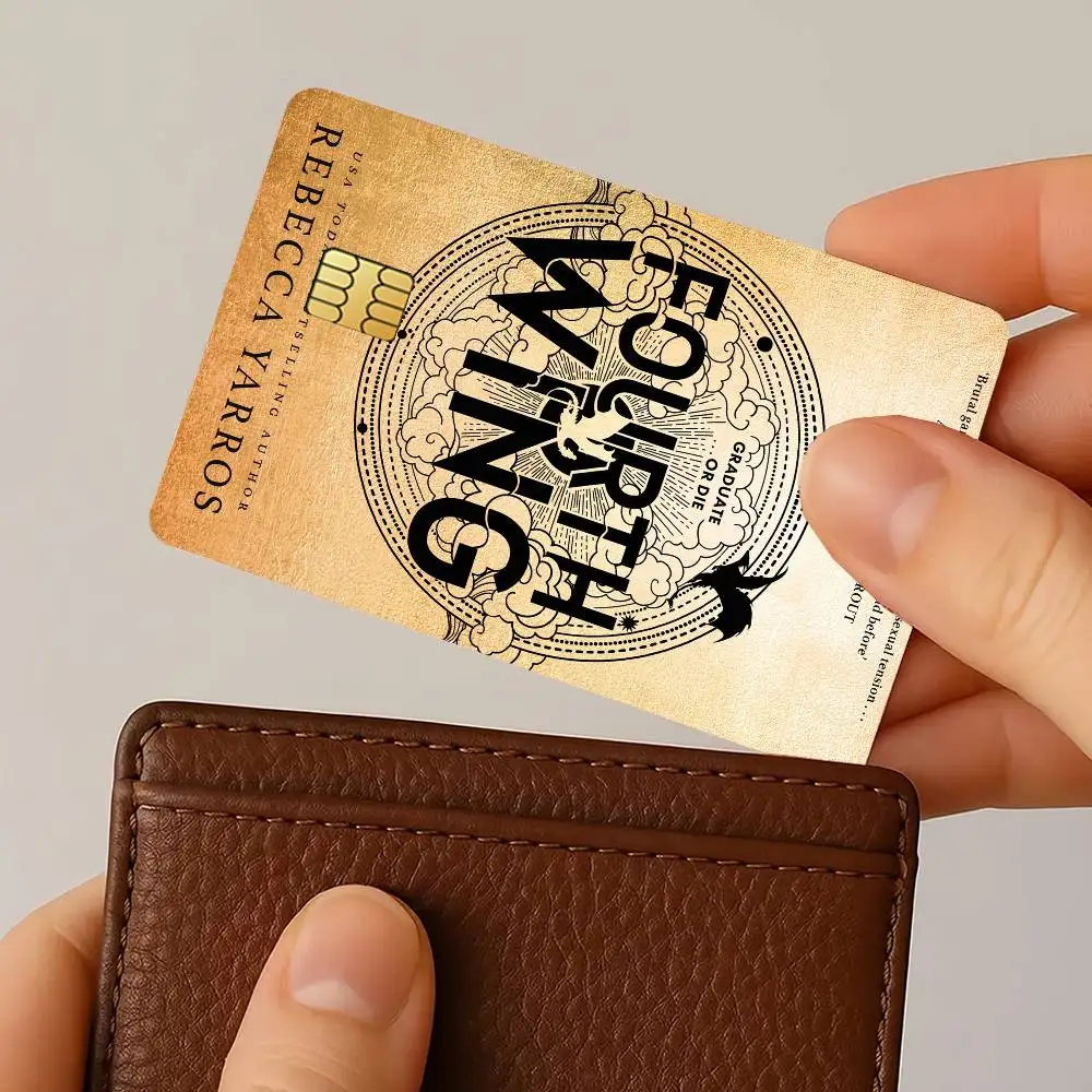 Book Fourth Wing Credit Card Stickers Skin for Bank Debit Decorative Protection 4PCS Anti-scratch Waterproof